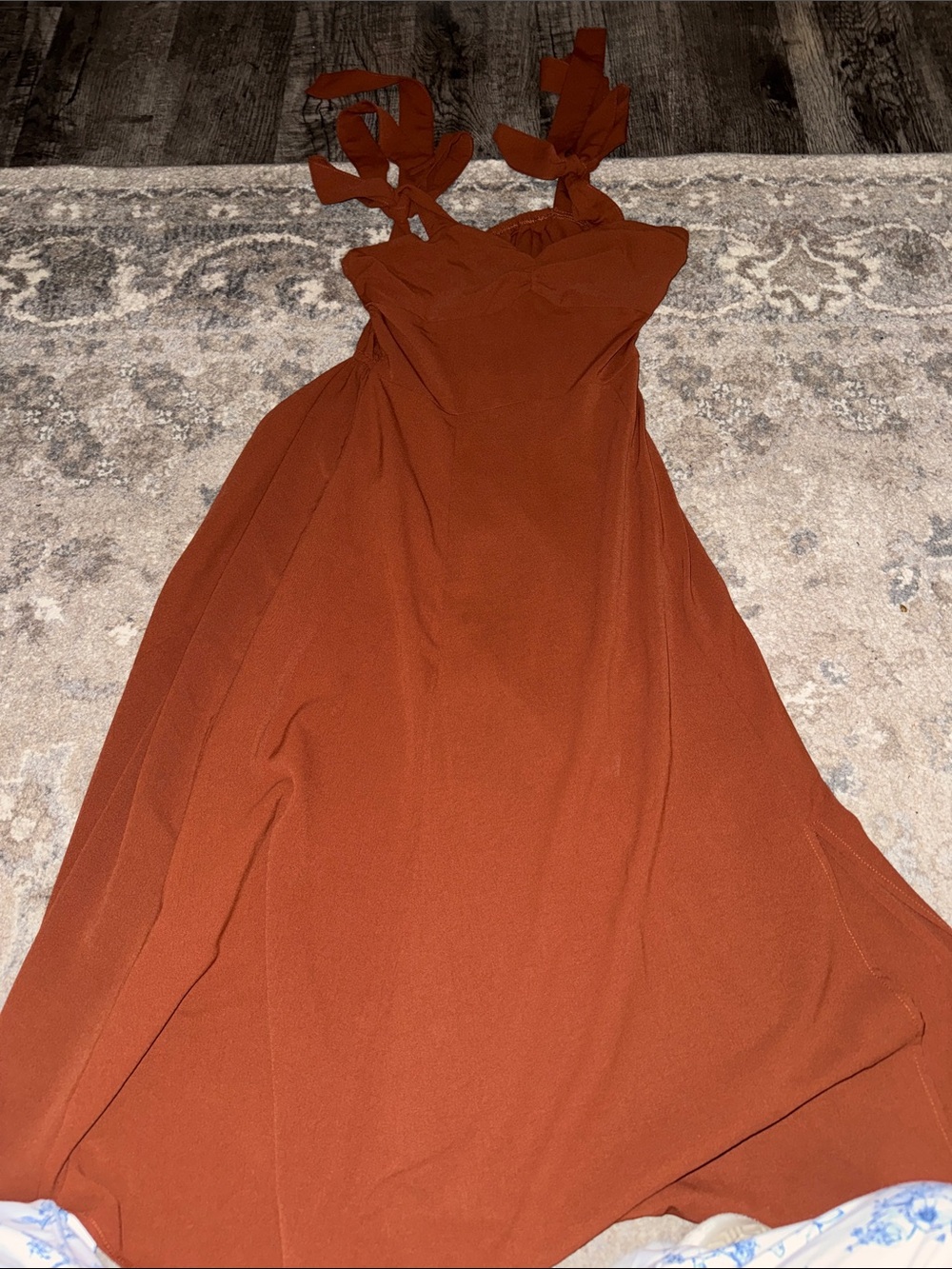 Women's Rust Tie-Shoulder Maxi Dress